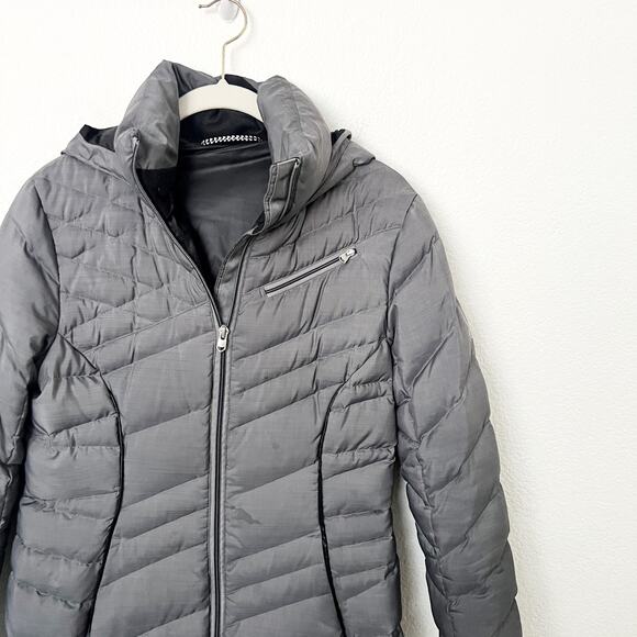 [Spyder] Gray Timeless Long Down Filled Hooded Puffer Jacket Winter Coat Small S - Picture 5 of 11